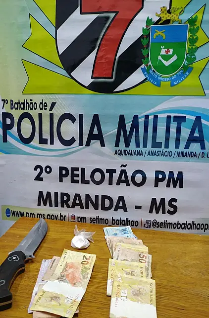 Em Miranda, PM prende duas pessoas por tráfico de drogas