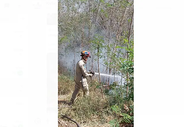 Bombeiros combatem incêndio em terrenos de Corumbá