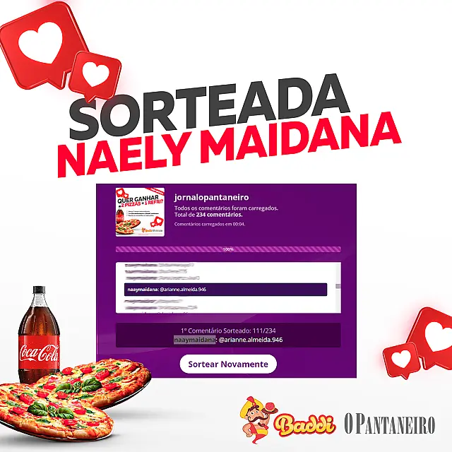 Confira quem foi o ganhador do sorteio de pizza e refrigerante realizado pelo Pantaneiro