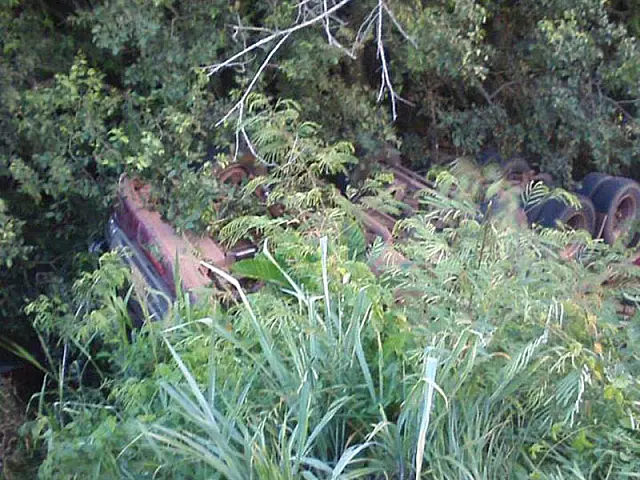 Carreta cai em barranco e mata casal e criança