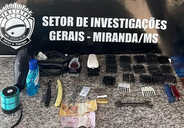 Dois são presos por furto a barbearia em Miranda