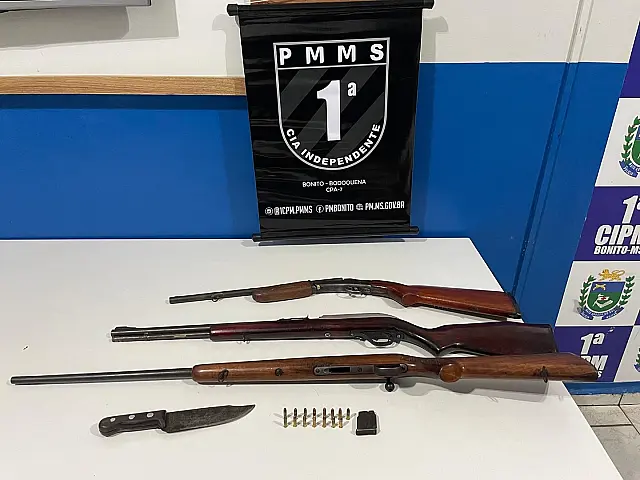 Operação resulta na apreensão de armas e animal abatido em Bonito