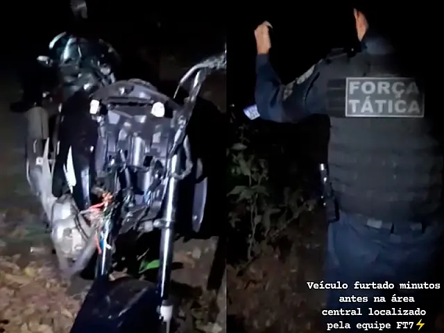 Policiais recuperam, em área de mata, moto furtada