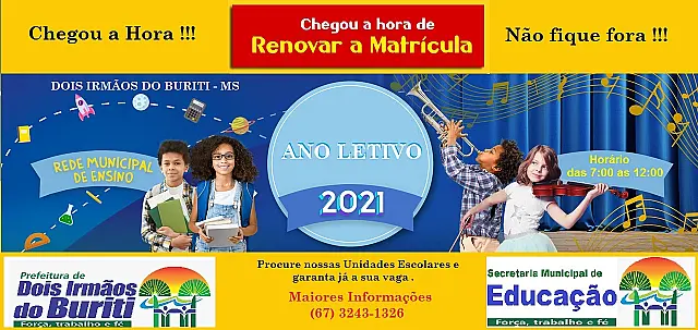 Matrículas da rede municipal estão abertas em Dois Irmãos