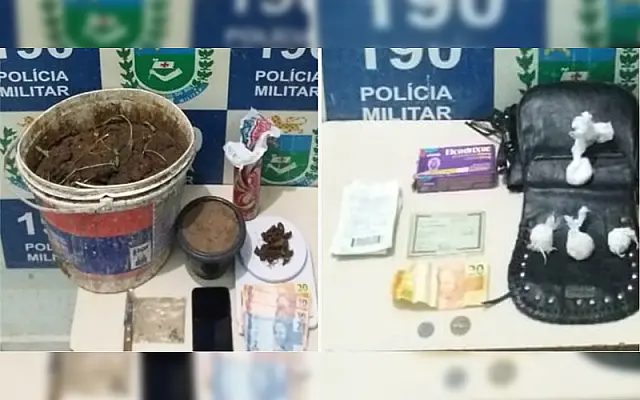Polícia flagra homem com plantação de maconha e mulher transportando cocaína