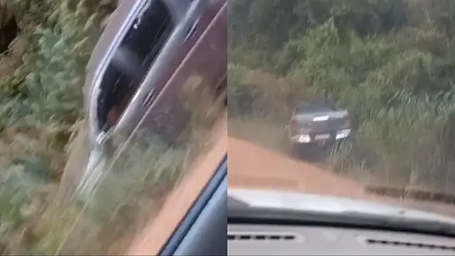 Caminhonete é abandonada em barranco em serra de Aquidauana