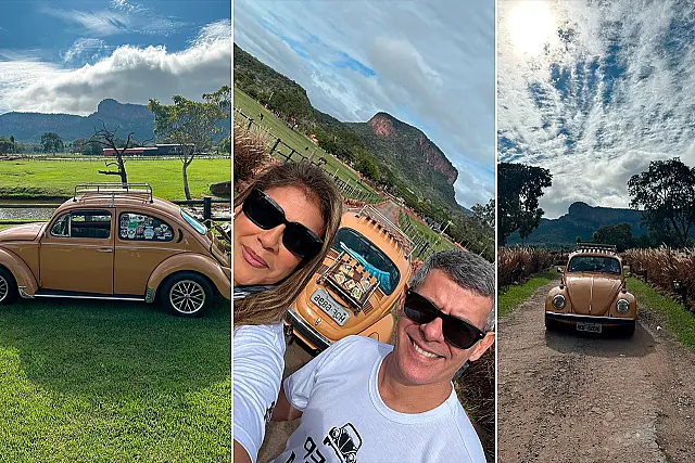 Casal faz turismo na estrada parque para chegar ao Encontro de Relíquias