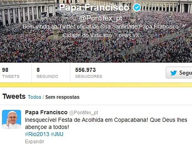 No Twitter, Papa diz que acolhida em Copacabana foi 'inesquecível'