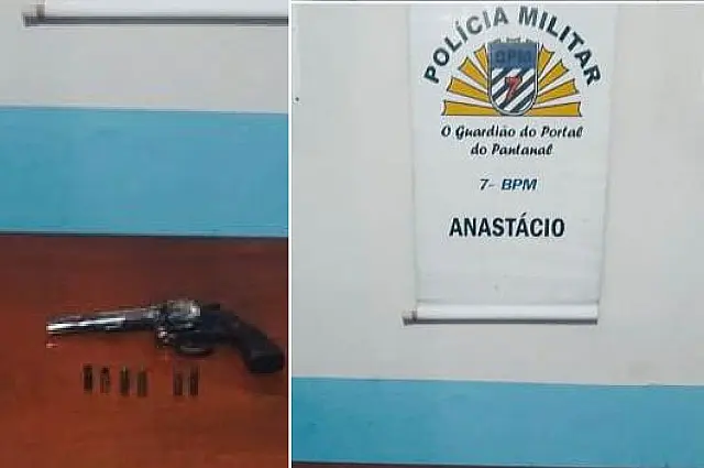 Homem é preso por porte de arma de fogo e disparo em via pública em Anastácio