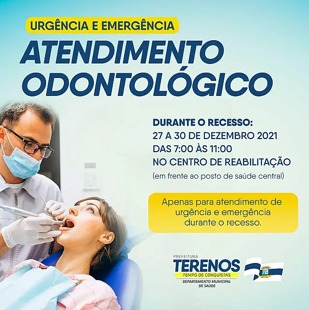 Terenos divulga horários de atendimento odontológico no recesso