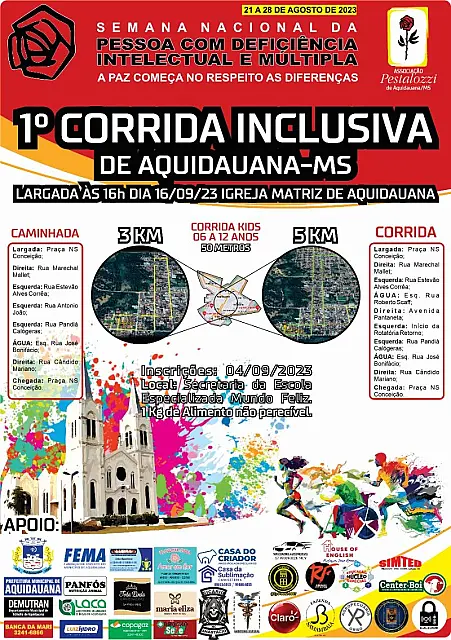 Pestalozzi promove corrida inclusiva no dia 16