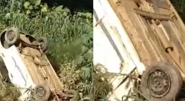 Carro sai da pista e cai em ribanceira na estrada de Coxim
