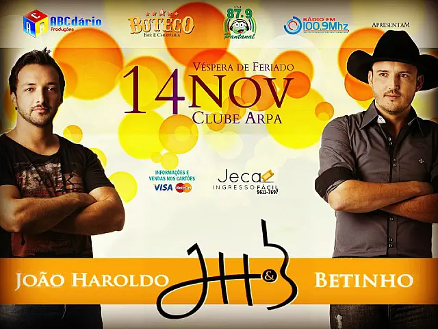 Área Vip open bar é novidade no show de João Haroldo e Betinho
