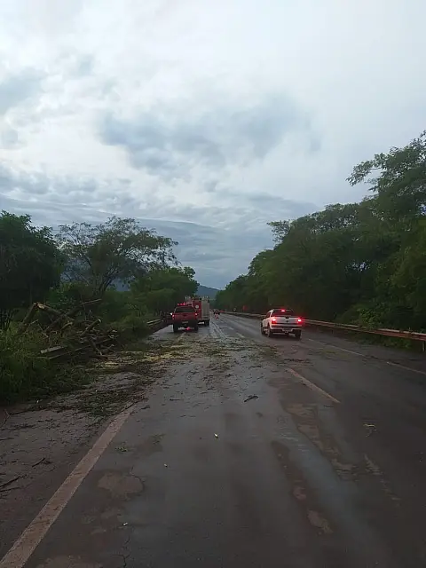 Após tempestade, trânsito na região do Lampião Aceso, na BR-262 é interrompido