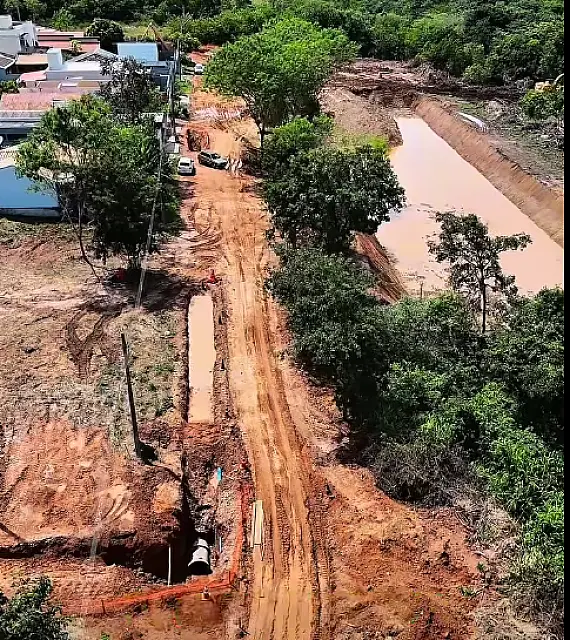 Obras no Portal do Rio Formoso avançam com implantação de bacia de contenção em Bonito