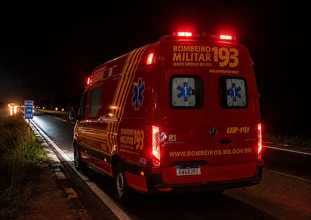 Mulher é socorrida após carro sair da pista e capotar na BR-262
