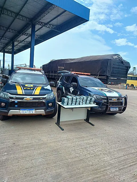 PRF e Receita apreendem 48 kg de pasta base de cocaína em caminhão na BR-262