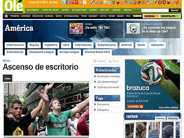 Imprensa internacional dá destaque à volta do Flu à Série A e queda da Lusa
