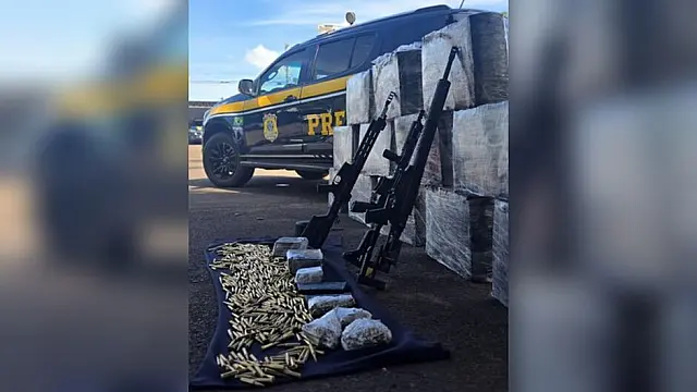 Homem é preso com fuzis, munições e 314 kg de drogas na BR-163