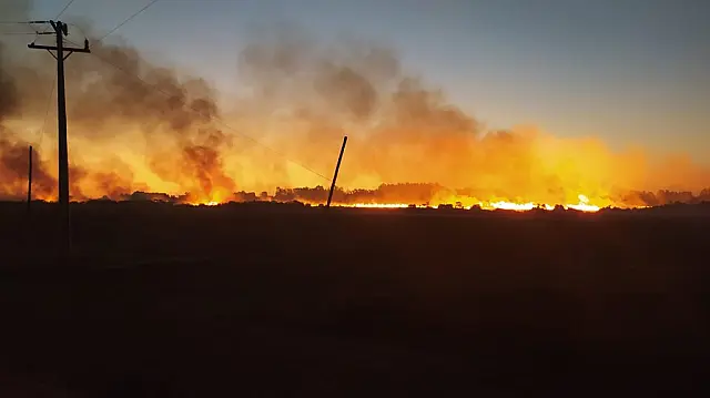 Bombeiros combatem incêndio florestal em Área Rural de Sidrolândia