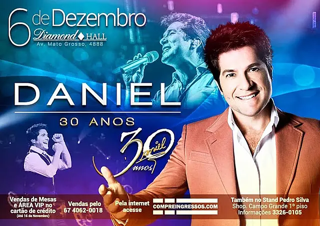 Cantor Daniel fará super show em Campo Grande no próximo dia 06
