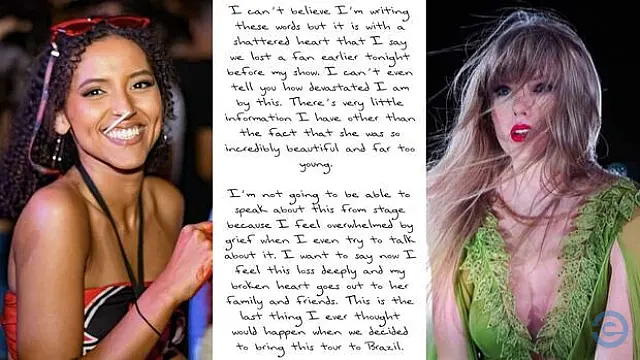 Taylor Swift lamenta morte de sul-mato-grossense em carta esta a mão