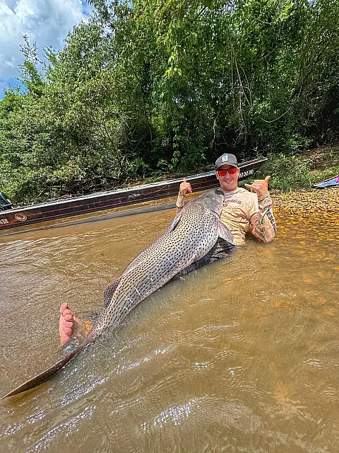 Pescador fisga dois pintados com mais de 1,60m no rio Dourados