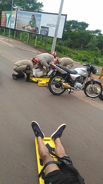 Colisão entre duas motos mobiliza o Corpo de Bombeiros na Avenida da Integração