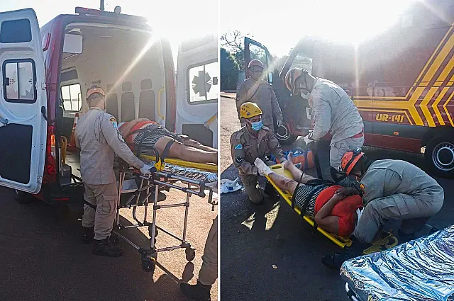 Idosa é levada ao hospital após se envolver em acidente de carro e moto em Anastácio