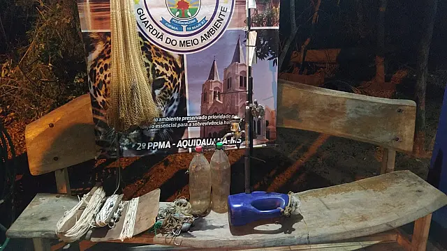 PMA apreende petrechos durante fiscalização no Rio Aquidauana