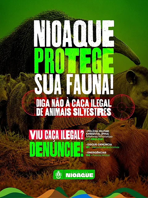 Prefeitura de Nioaque reforça combate à caça ilegal de animais silvestres